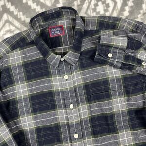 UNTUCKit Flannel Shirt Men Medium Button Up Blue Gray Plaid Dress